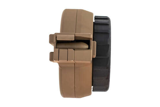 X Products 50 round CZ Scorpion FDE drum magazine has a compact reliable design for 9mm Luger